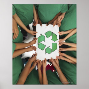 Children holding recycling sign