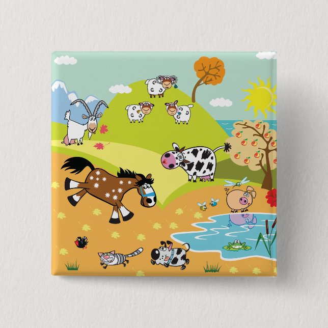 children illustration 15 cm square badge (Front)