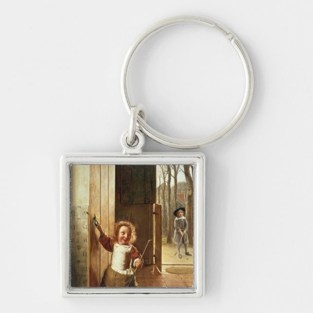 Children in a Doorway with 'Colf' Sticks Key Ring (Front)