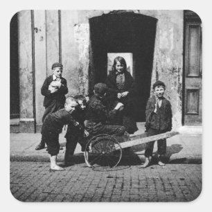 Children in a London slum Square Sticker
