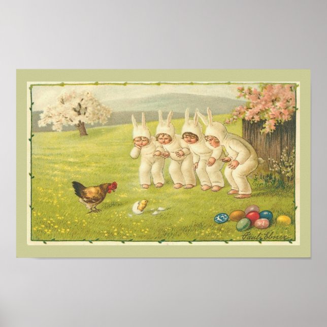 Children in Bunny Suits Easter Poster (Front)