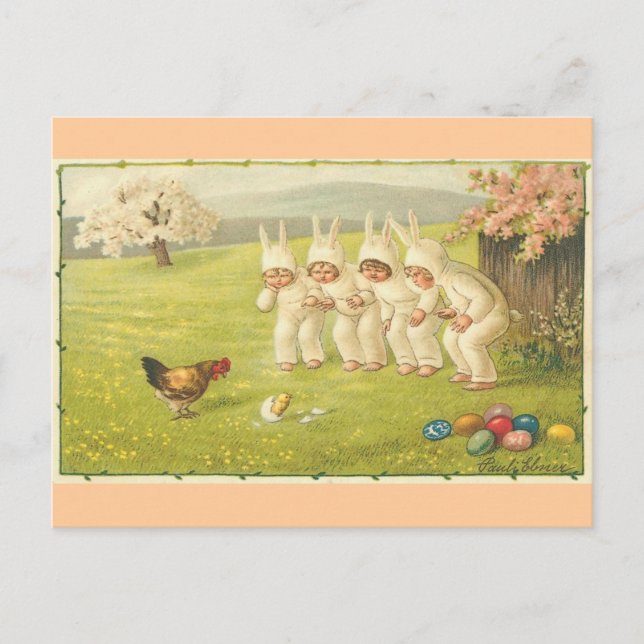 Children in Bunny Suits Postcard (Front)