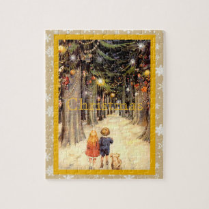 Children in Christmas Lane Jigsaw Puzzle
