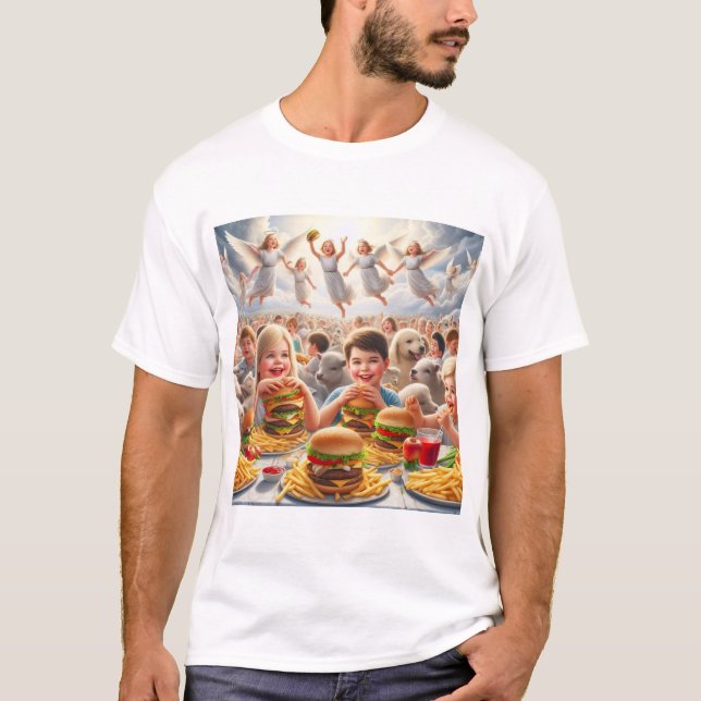 Children In Heaven Eating Fast Food Haiku T-Shirt (Front)