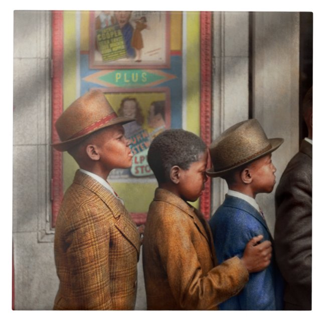 Children - In line to see a movie 1941 Tile (Front)