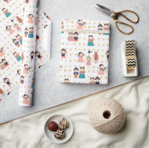 Children in Traditional Korean Hanboks  Wrapping Paper