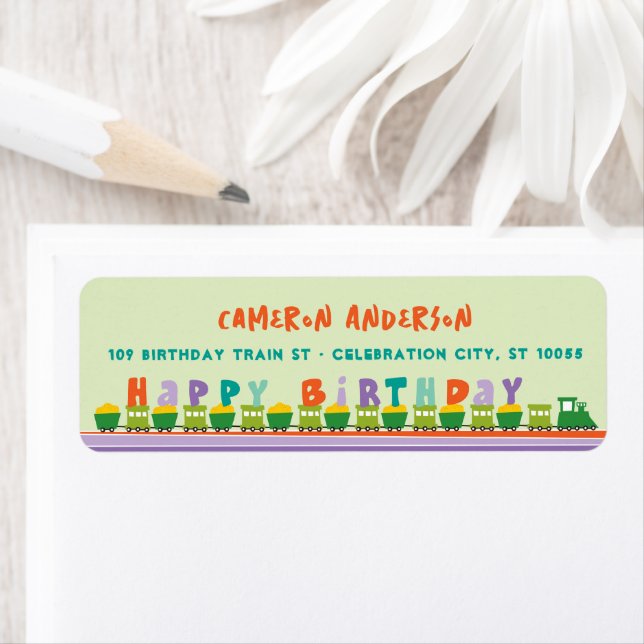 Children Kids Birthday Train Custom Address Labels (Insitu)