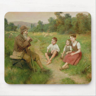 Children Listen to a Shepherd Playing a Flute Mouse Pad