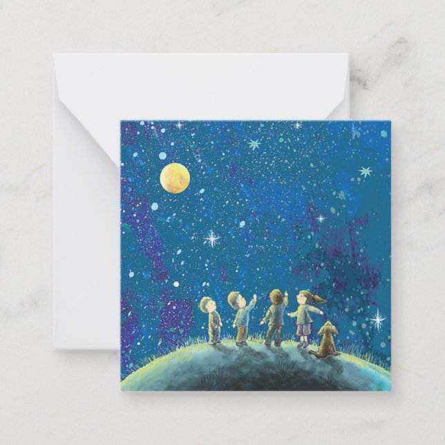 Children Looking At Night Sky  Card (Front)