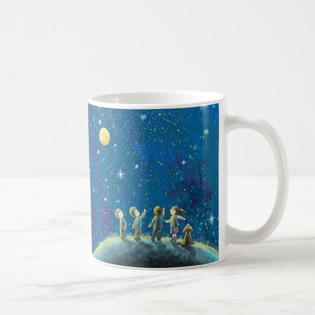 Children Looking At Night Sky Coffee Mug (Right)