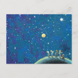 Children Looking At Night Sky Postcard