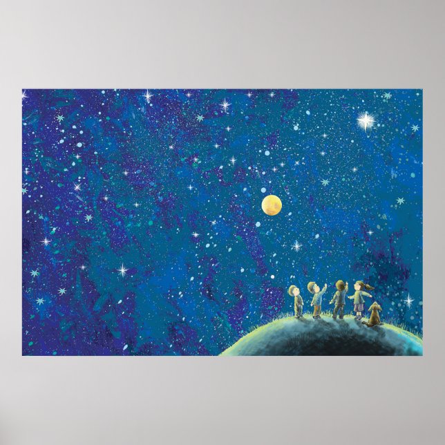 Children Looking At Night Sky  Poster (Front)