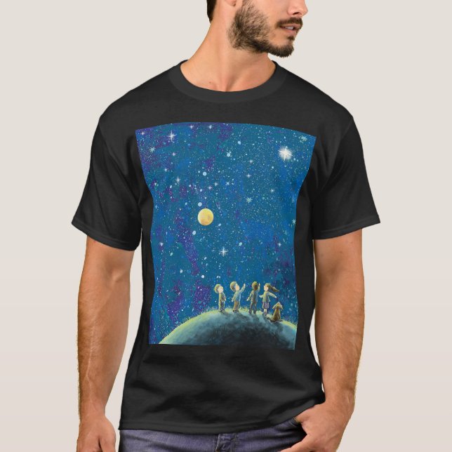 Children Looking At Night Sky  T-Shirt (Front)