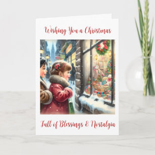 Children Looking into a Christmas Window Holiday Card