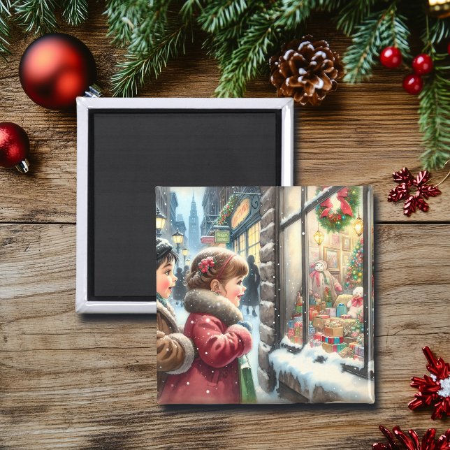 Children Looking into a Christmas Window Holiday Magnet (Creator Uploaded)