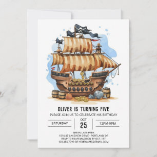 Children Matey Nautical Pirate Birthday Invitation