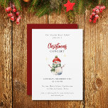 Children Music Concert Christmas Cute Snowman Invitation<br><div class="desc">This simple Christmas music concert invitation features a watercolor snowman and elegant script typography. Perfect for children school concerts,  piano end of term recitals,  and other festive holiday performances. Customise it with your own details and utilise the editing tool to make further adjustments,  such as font size and placement.</div>