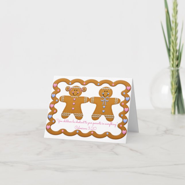 Children Obedient to Parents Scripture~Gingerbread Holiday Card (Front)