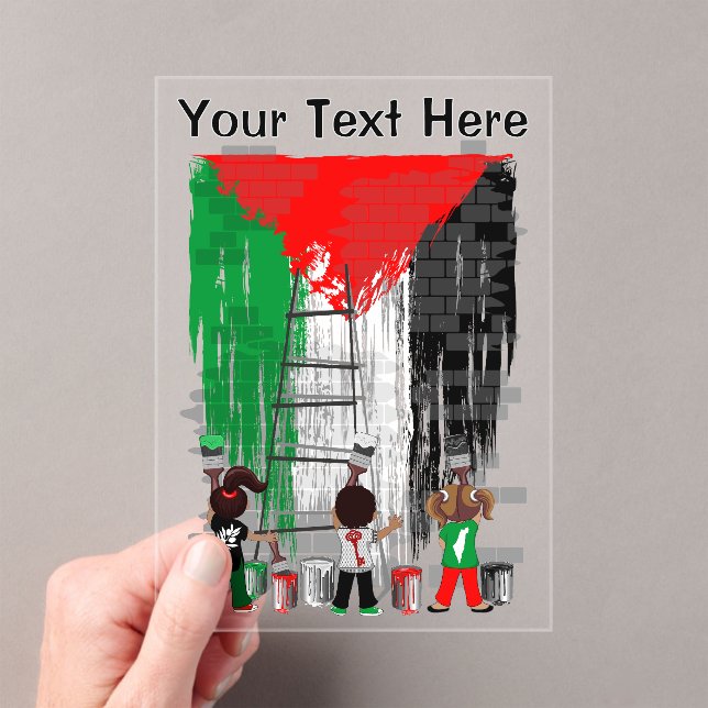 Children of Gaza Painting Palestine Flag  Acrylic Invitations (Insitu (Handheld))