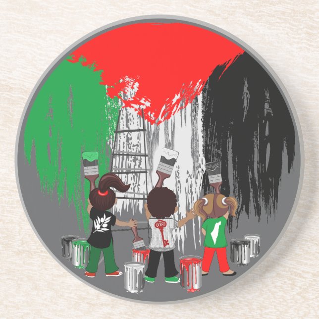 Children of Gaza Painting Palestine Flag  Coaster (Front)