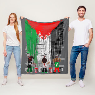 Children of Gaza Painting Palestine Flag Fleece Blanket