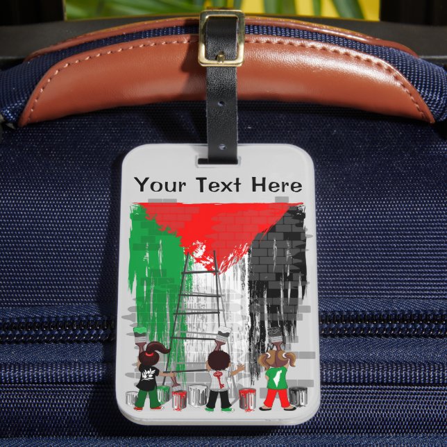Children of Gaza Painting Palestine Flag  Luggage Tag (Front Insitu 2)