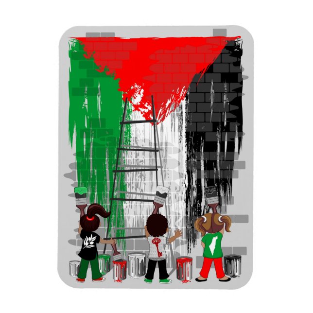 Children of Gaza Painting Palestine Flag  Magnet (Vertical)