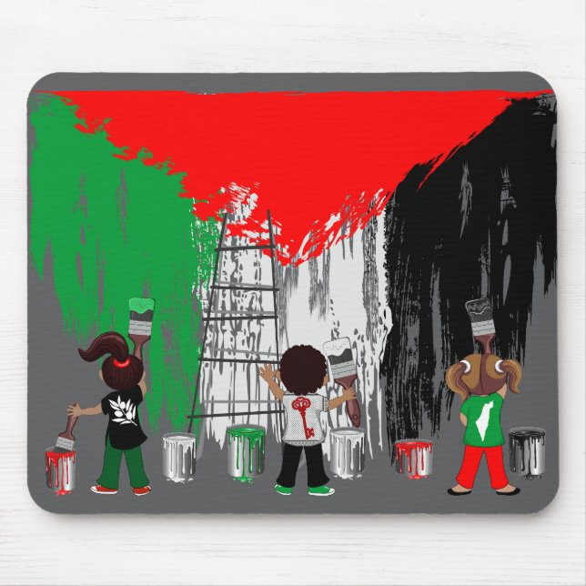Children of Gaza Painting Palestine Flag  Mouse Pad (Front)