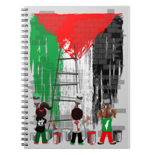 Children of Gaza Painting Palestine Flag Notebook
