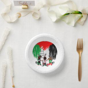 Children of Gaza Painting Palestine Flag Paper Plate