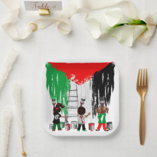 Children of Gaza Painting Palestine Flag Paper Plate