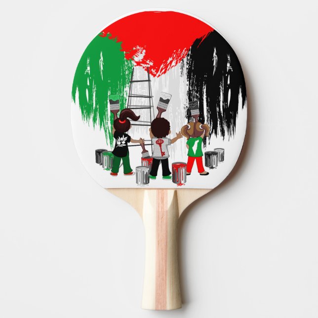 Children of Gaza Painting Palestine Flag  Ping Pong Paddle (Front)