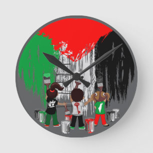 Children of Gaza Painting Palestine Flag  Round Clock