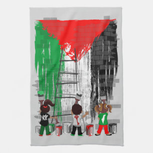 Children of Gaza Painting Palestine Flag  Tea Towel