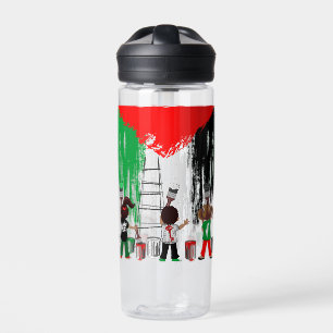 Children of Gaza Painting Palestine Flag Water Bottle