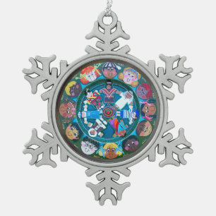 Children of the World Snowflake Pewter Christmas Ornament