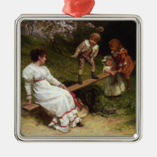 Children on a Seesaw (by Frederick Morgan) Metal Tree Decoration