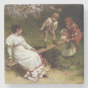 Children on a Seesaw (by Frederick Morgan) Stone Coaster