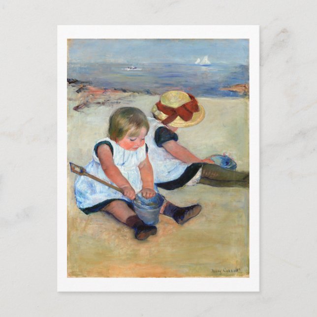 Children on the Beach, Cassatt Postcard (Front)