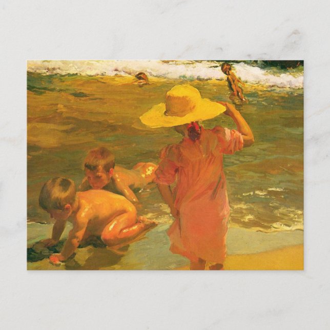 Children on the Sea-shore - Joaquín Sorolla Postcard (Front)