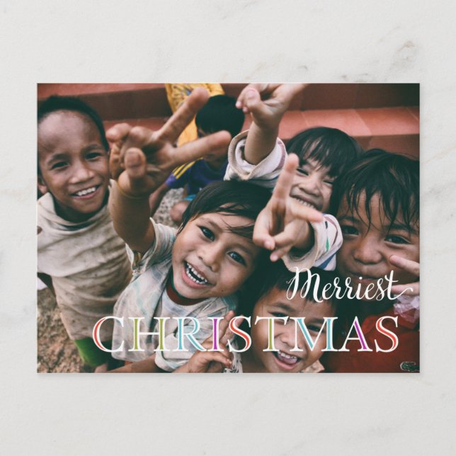 Children Photo Merriest Christmas  Holiday Postcard (Front)