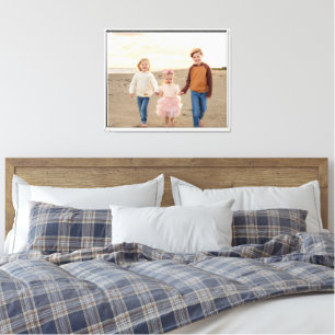 Children Photo White Framed Wrapped Canvas Print