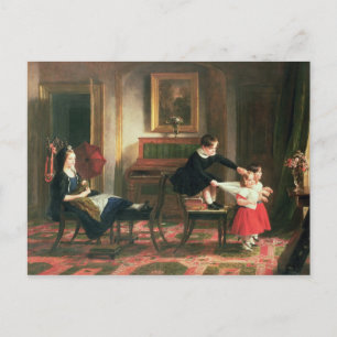 Children playing at coach and horses postcard