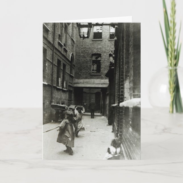 Children playing in a slum, 1899 card (Front)