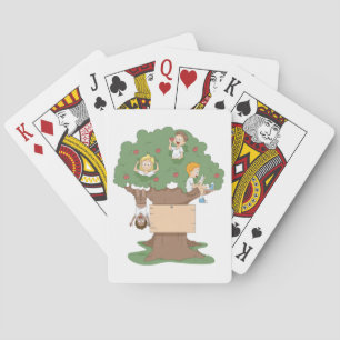 Children Playing In An Apple Tree Playing Cards