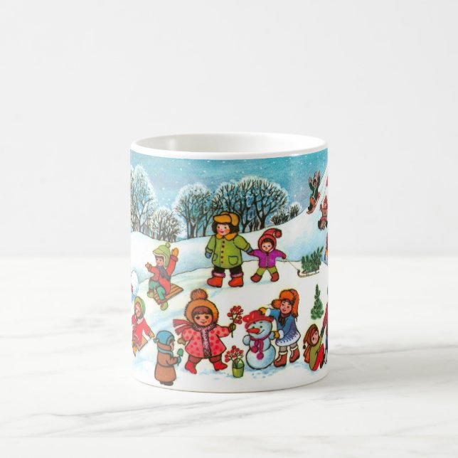 Children playing in the snow coffee mug (Center)