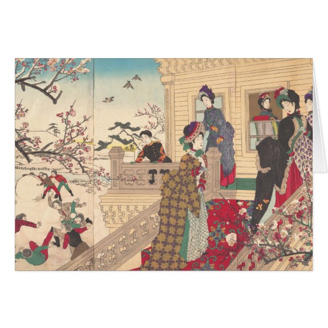 Children Playing in the Snow under Plum Trees (Front Horizontal)