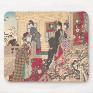 Children Playing in the Snow under Plum Trees Mouse Pad