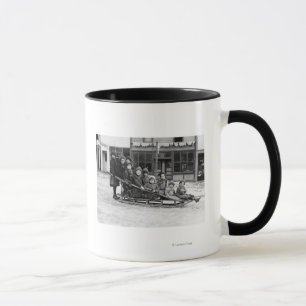 Children Playing on Sleigh in Seward Mug