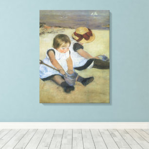 Children Playing on the Beach by Mary Cassatt Canvas Print